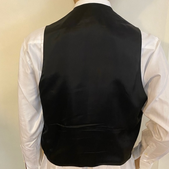 Saks Fifth Avenue Navy Blue Wool Blend Vest Large Italian Fabric Made Hong Kong - Picture 9 of 15